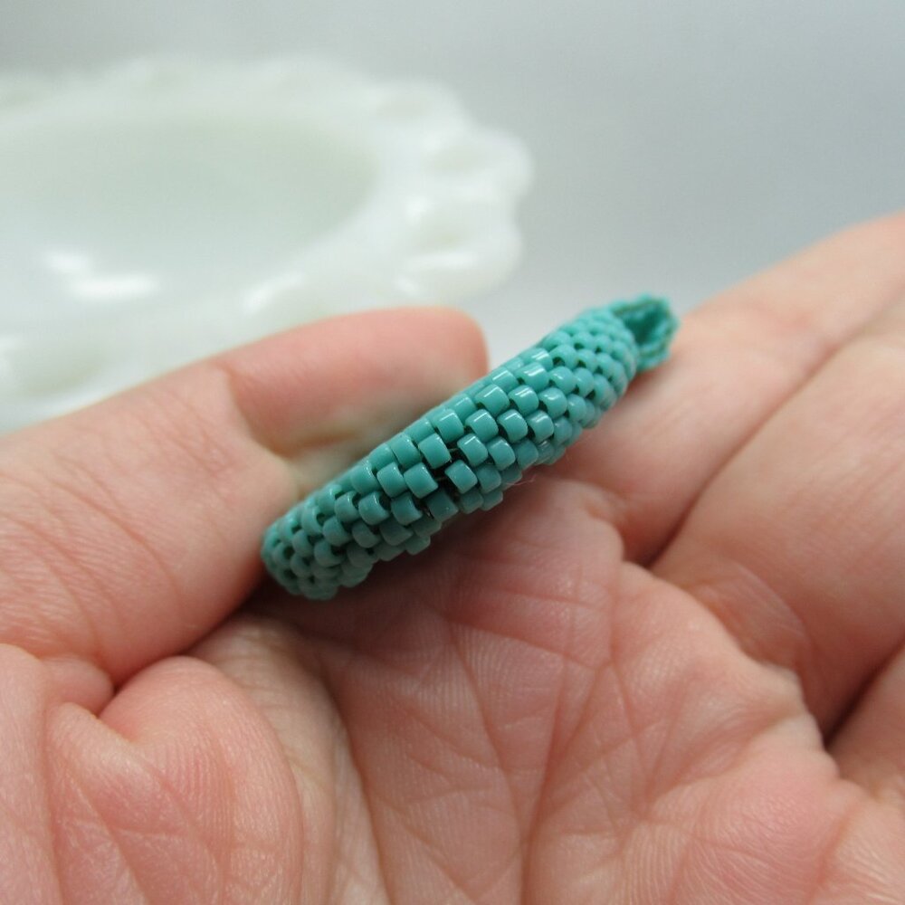 Handstitched Turquoise pendant - Picture 9 of 12